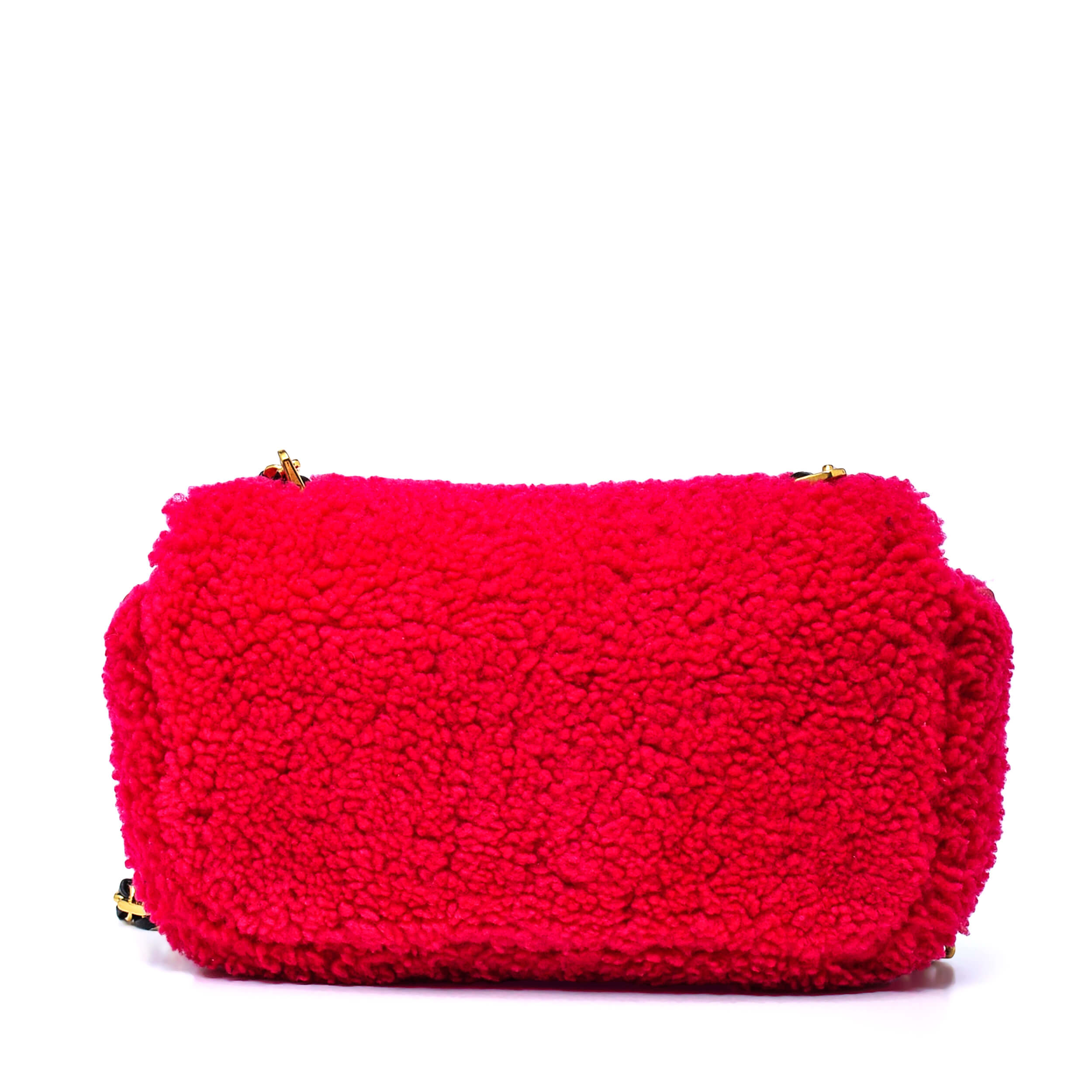 Fendi - Fuchsia Shearling Mini Baguette Bag